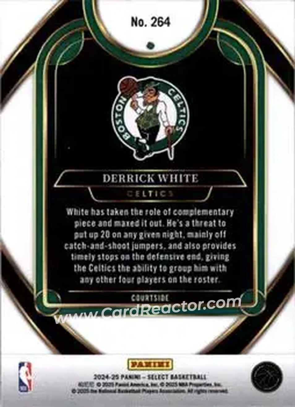2024-25 Panini Select #264 - Derrick White - Boston Celtics - Back 2024-25 Panini Select #264 - Derrick White - Boston Celtics - Back