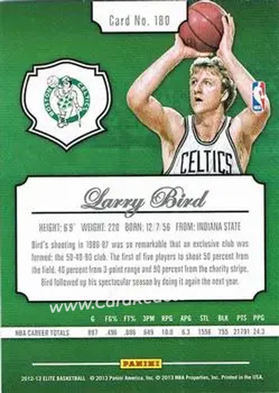 2012-13 Panini Elite #180 - Larry Bird - Boston Celtics - Back