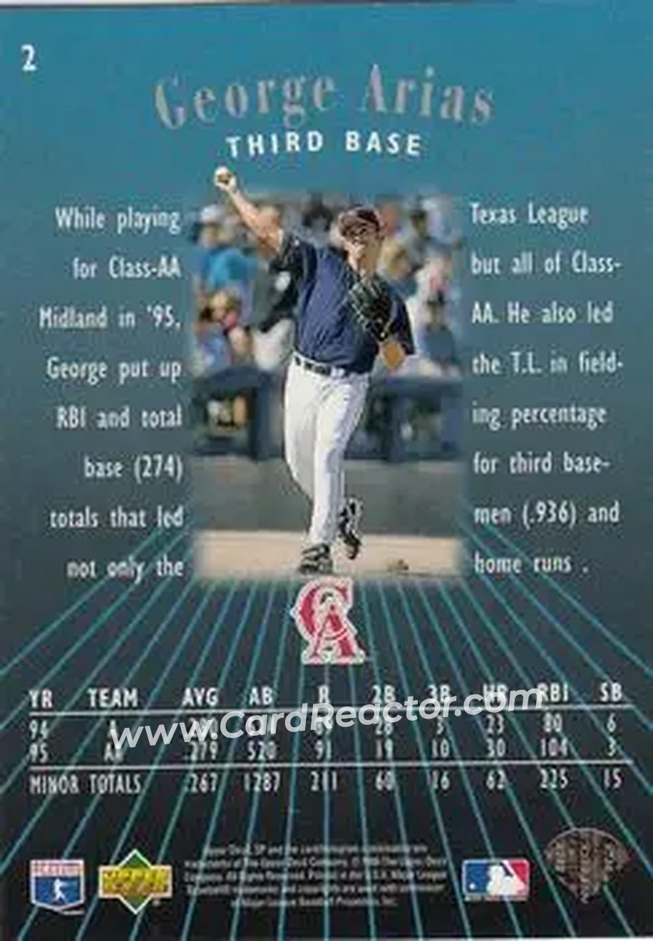 1996 SP #2 - George Arias - California Angels - Back