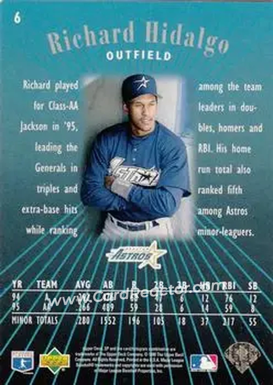 1996 SP #6 - Richard Hidalgo - Houston Astros - Back