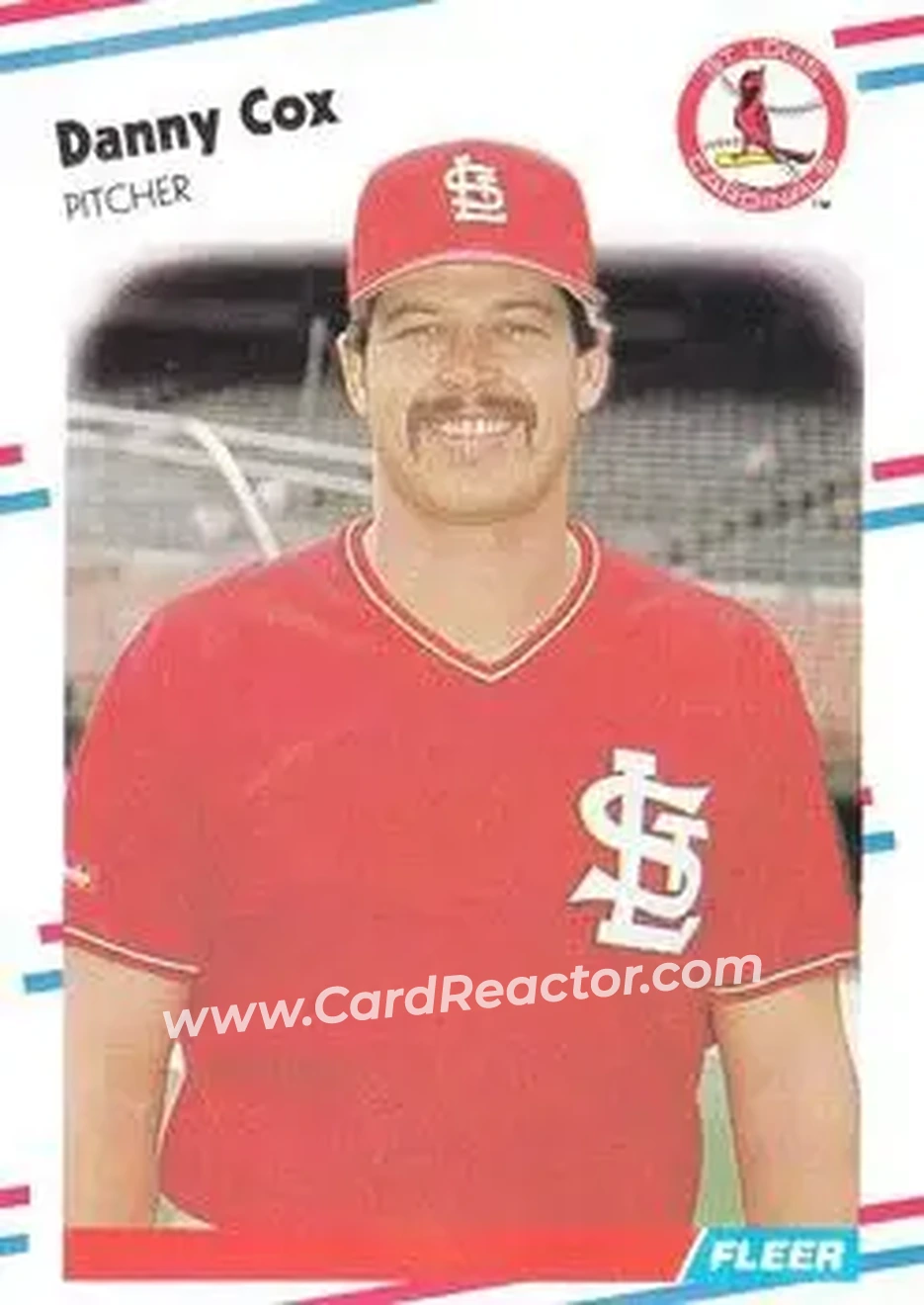 1988 Fleer #28 - Danny Cox - St. Louis Cardinals - Front 1988 Fleer #28 - Danny Cox - St. Louis Cardinals - Front
