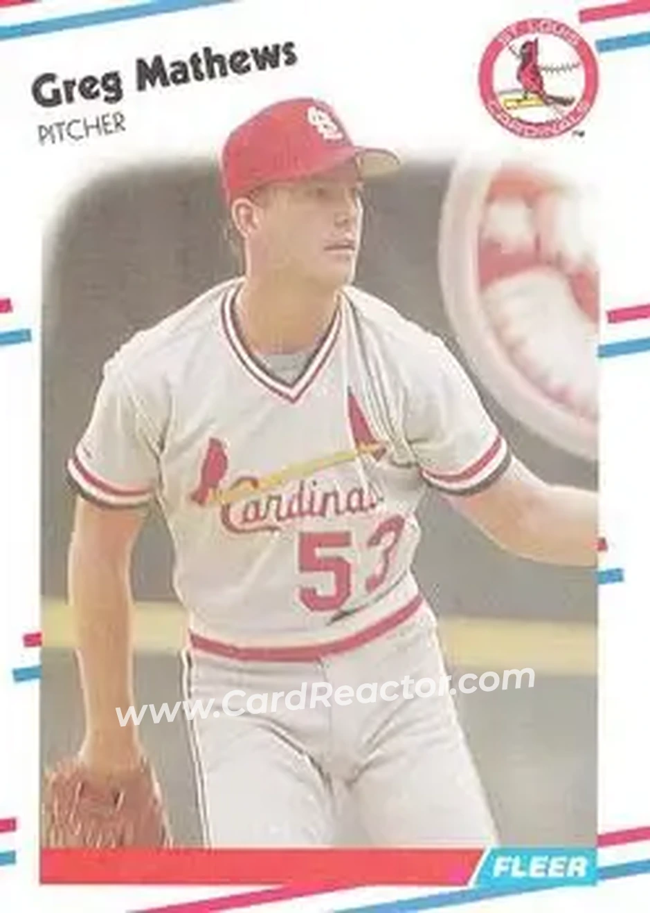 1988 Fleer #41 - Greg Mathews - St. Louis Cardinals - Front 1988 Fleer #41 - Greg Mathews - St. Louis Cardinals - Front