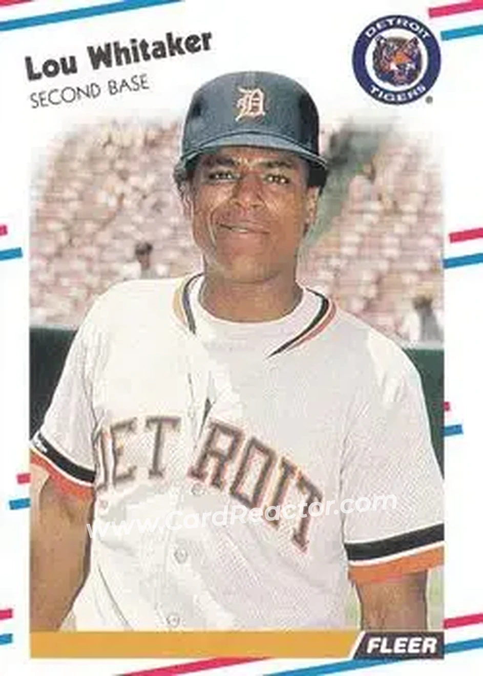 1988 Fleer #75 - Lou Whitaker - Detroit Tigers - Front