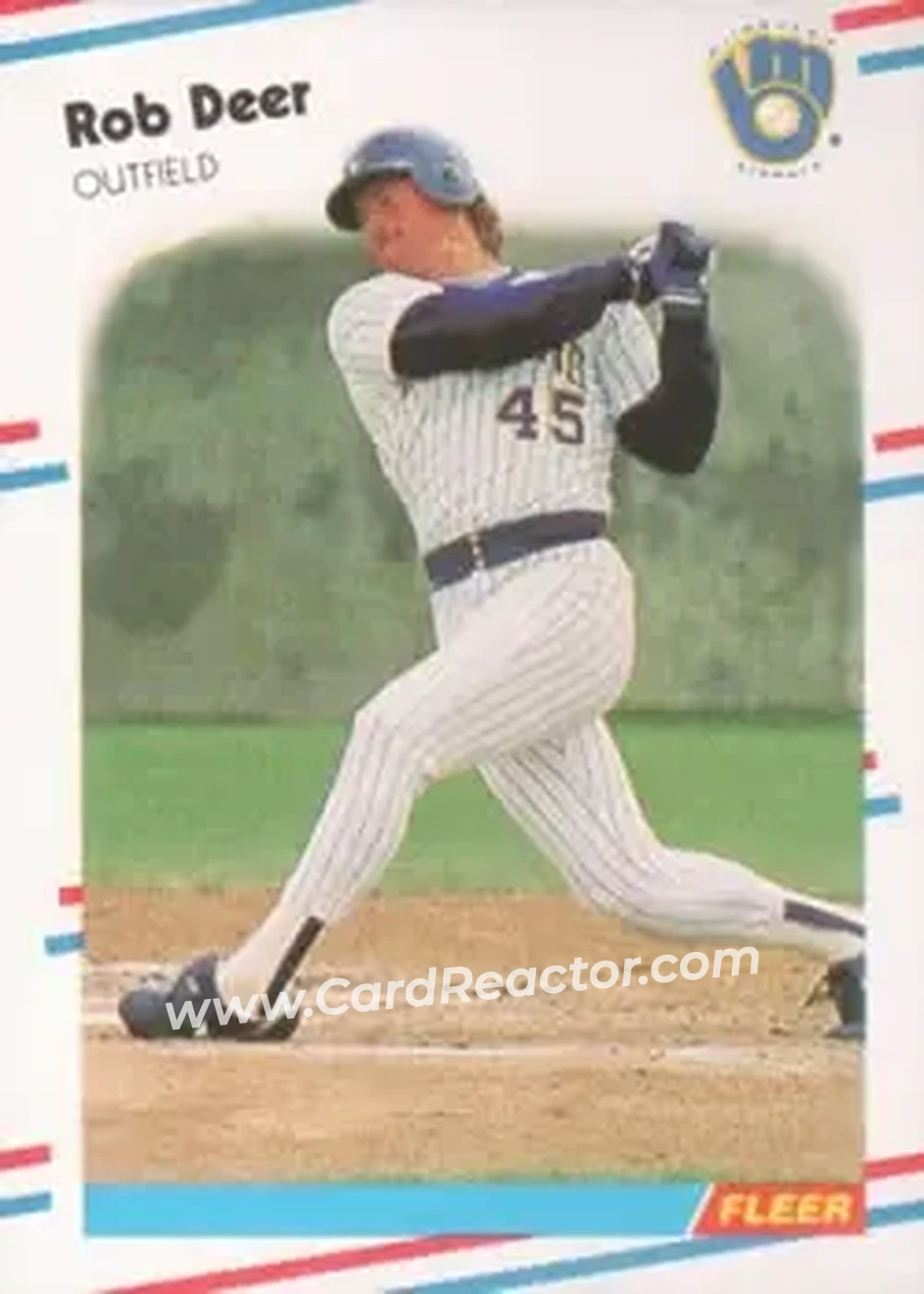 1988 Fleer #163 - Rob Deer - Milwaukee Brewers - Front 1988 Fleer #163 - Rob Deer - Milwaukee Brewers - Front