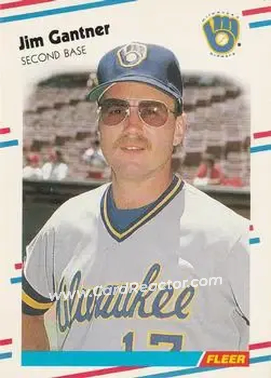 1988 Fleer #165 - Jim Gantner - Milwaukee Brewers - Front 1988 Fleer #165 - Jim Gantner - Milwaukee Brewers - Front