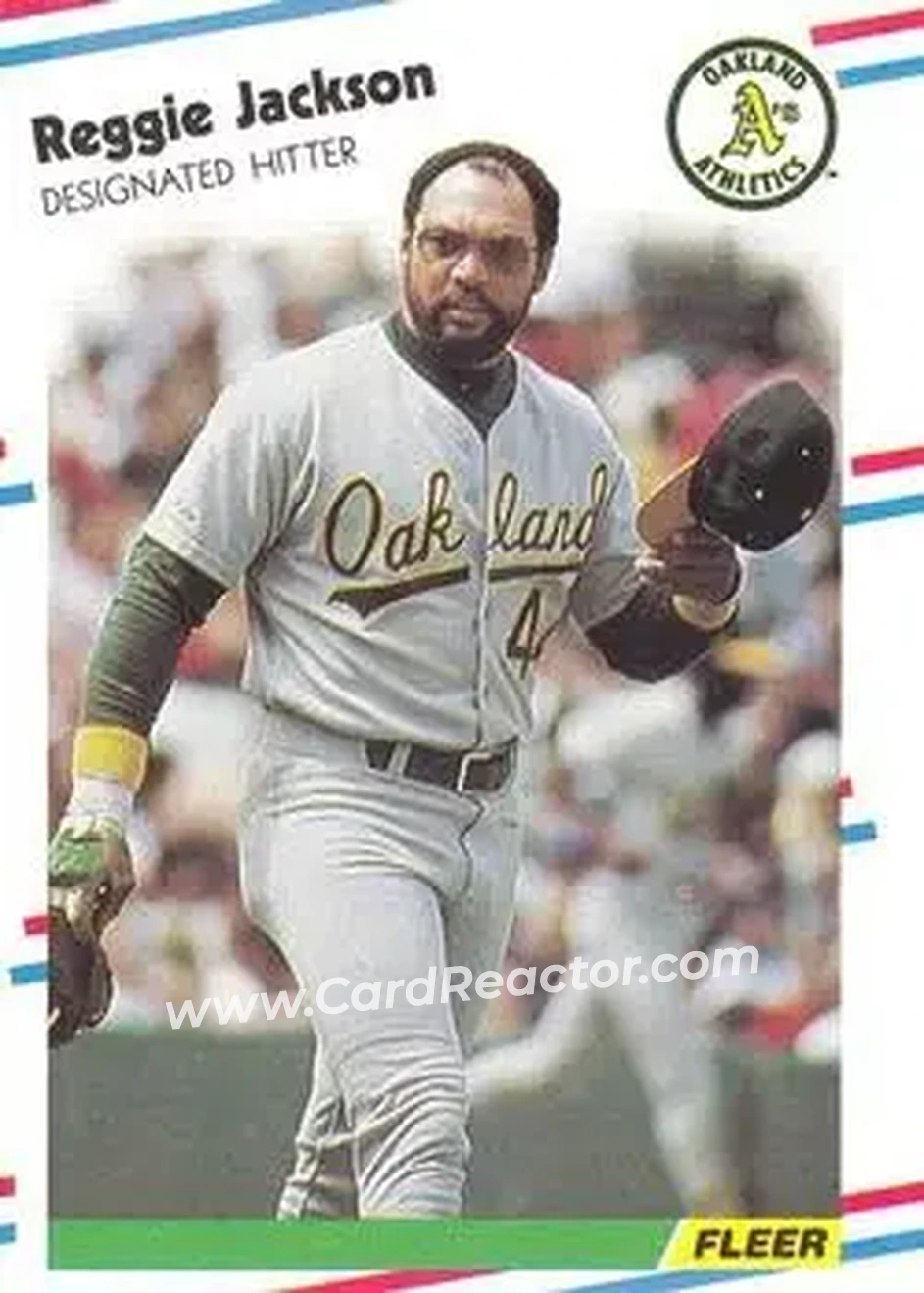 1988 Fleer #283 - Reggie Jackson (b.1946 OF) - Oakland Athletics - Front
