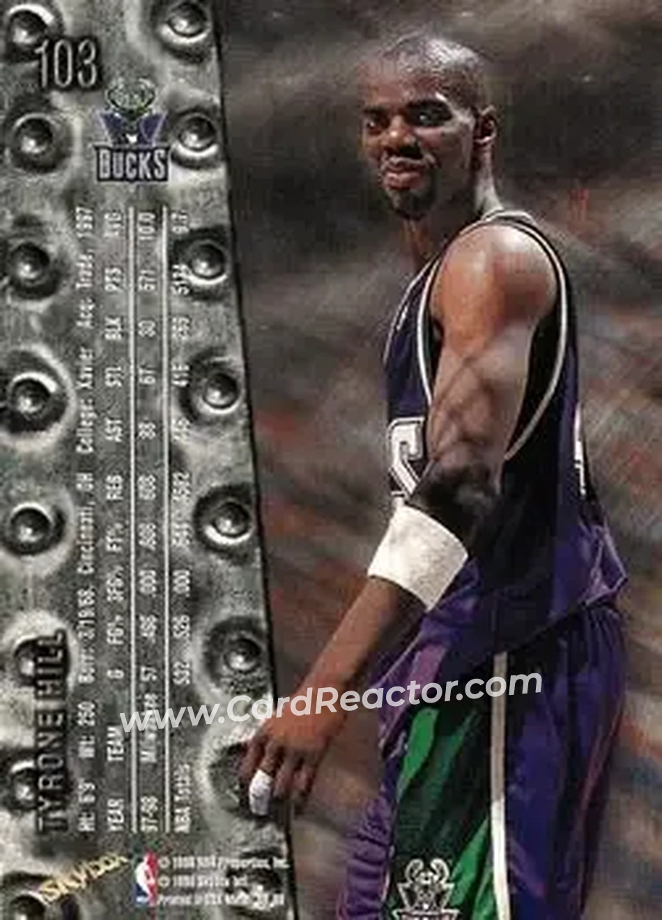 1998-99 Metal Universe #103 - Tyrone Hill - Milwaukee Bucks - Back