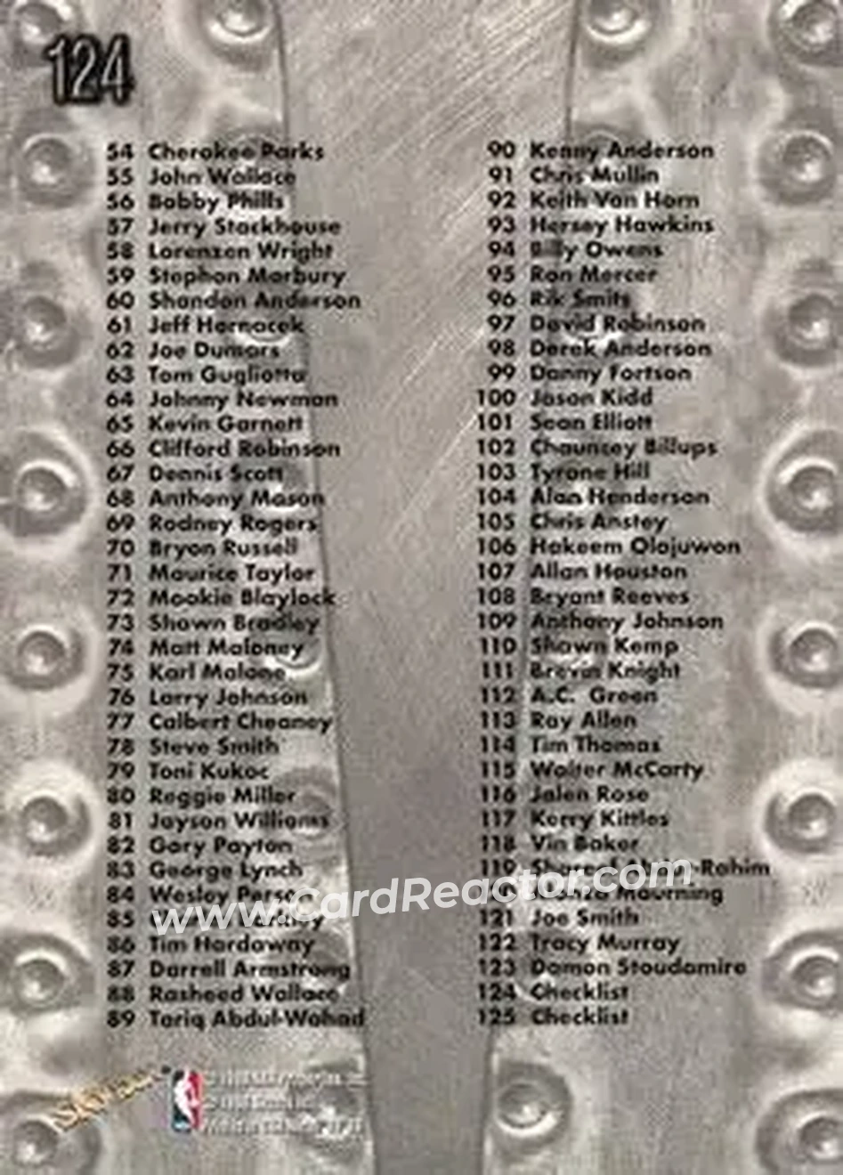 1998-99 Metal Universe #124 - Card #124 - Back
