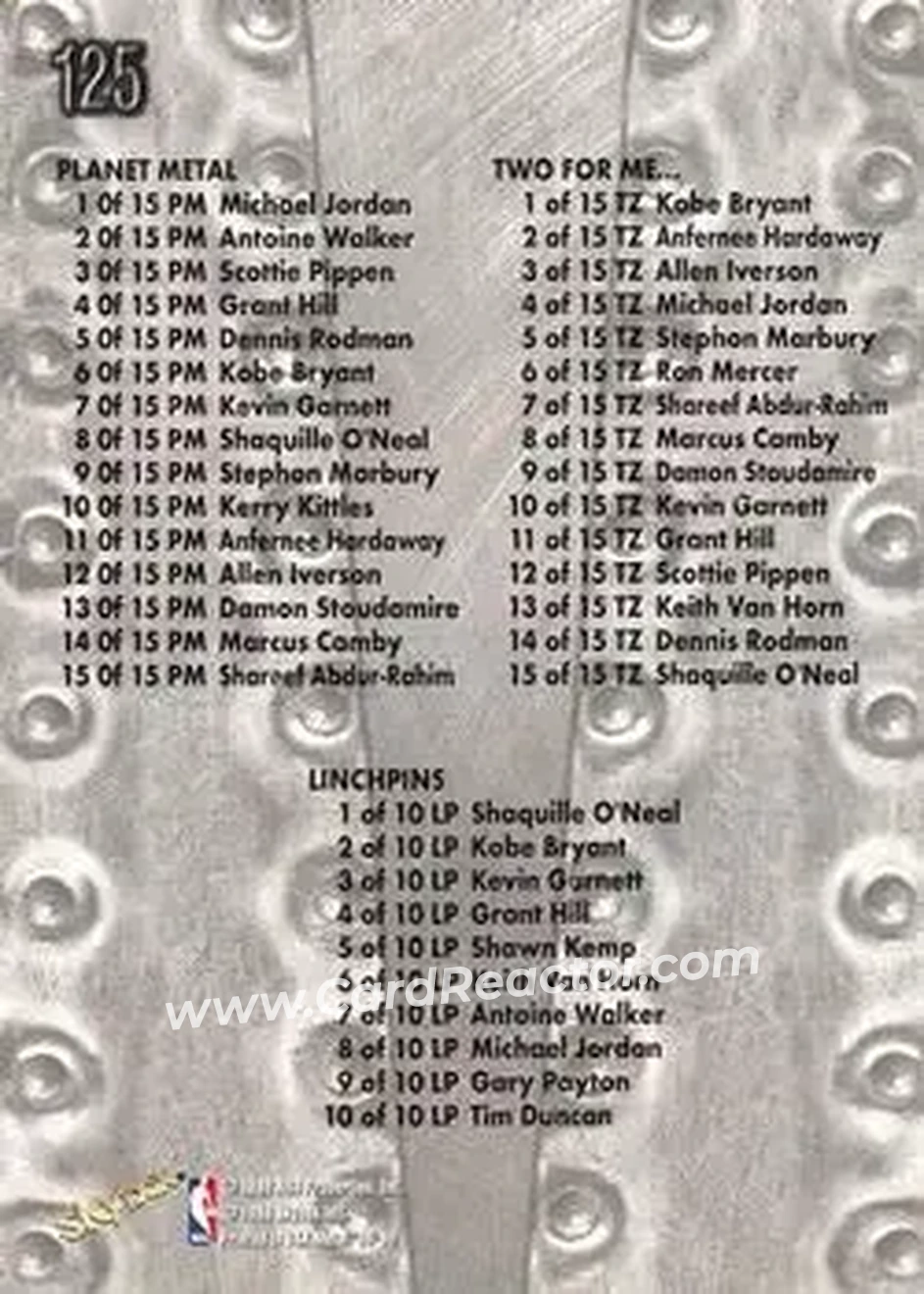 1998-99 Metal Universe #125 - Card #125 - Back