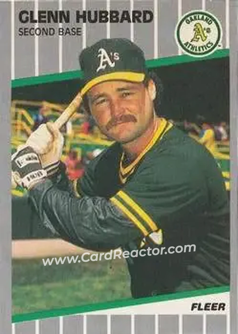 1989 Fleer #12 - Glenn Hubbard - Oakland Athletics - Front 1989 Fleer #12 - Glenn Hubbard - Oakland Athletics - Front