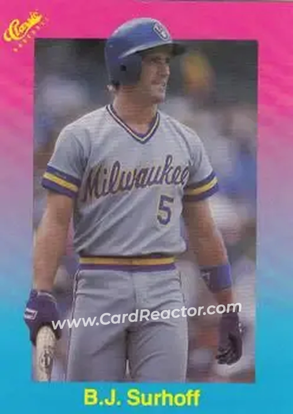 1989 Classic #25 - B.J. Surhoff - Milwaukee Brewers - Front 1989 Classic #25 - B.J. Surhoff - Milwaukee Brewers - Front