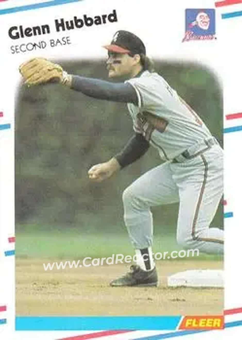 1988 Fleer #542 - Glenn Hubbard - Atlanta Braves - Front