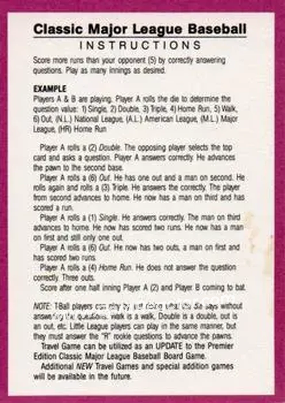 1989 Classic #NNO - Card #NNO - Back