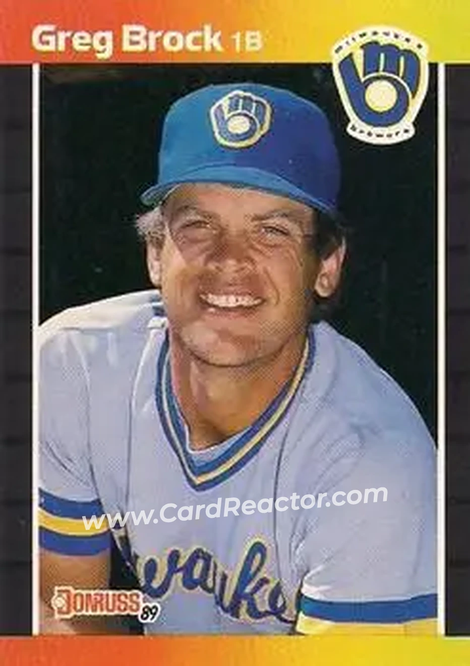 1989 Donruss #57 - Greg Brock - Milwaukee Brewers - Front