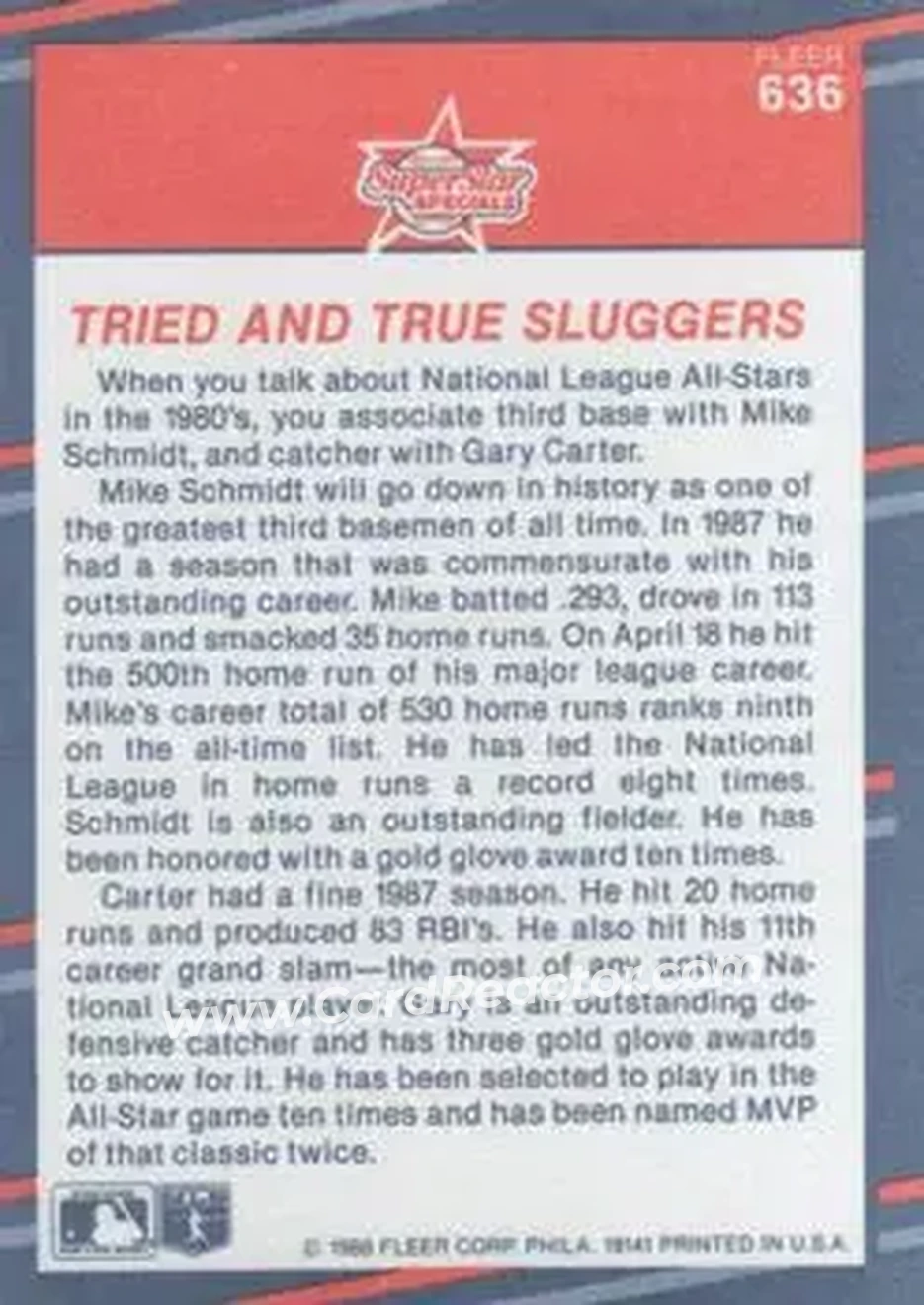 1988 Fleer #636 - Card #636 - Back