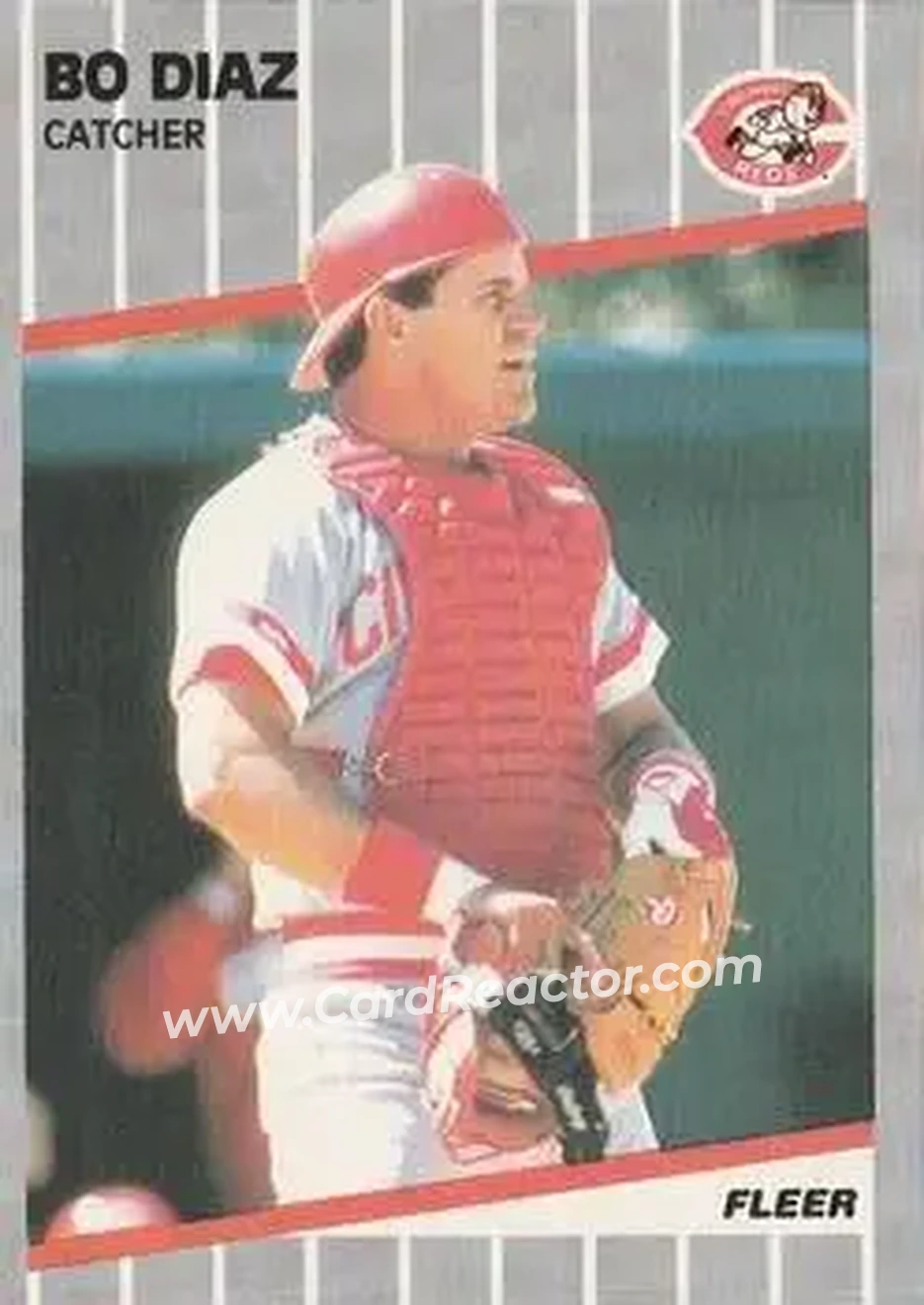 1989 Fleer #159 - Bo Diaz - Cincinnati Reds - Front