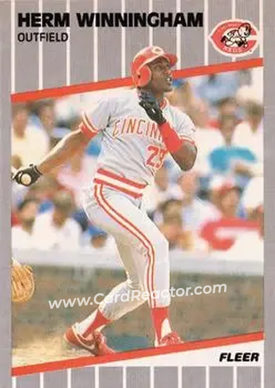 1989 Fleer #175 - Herm Winningham - Cincinnati Reds - Front