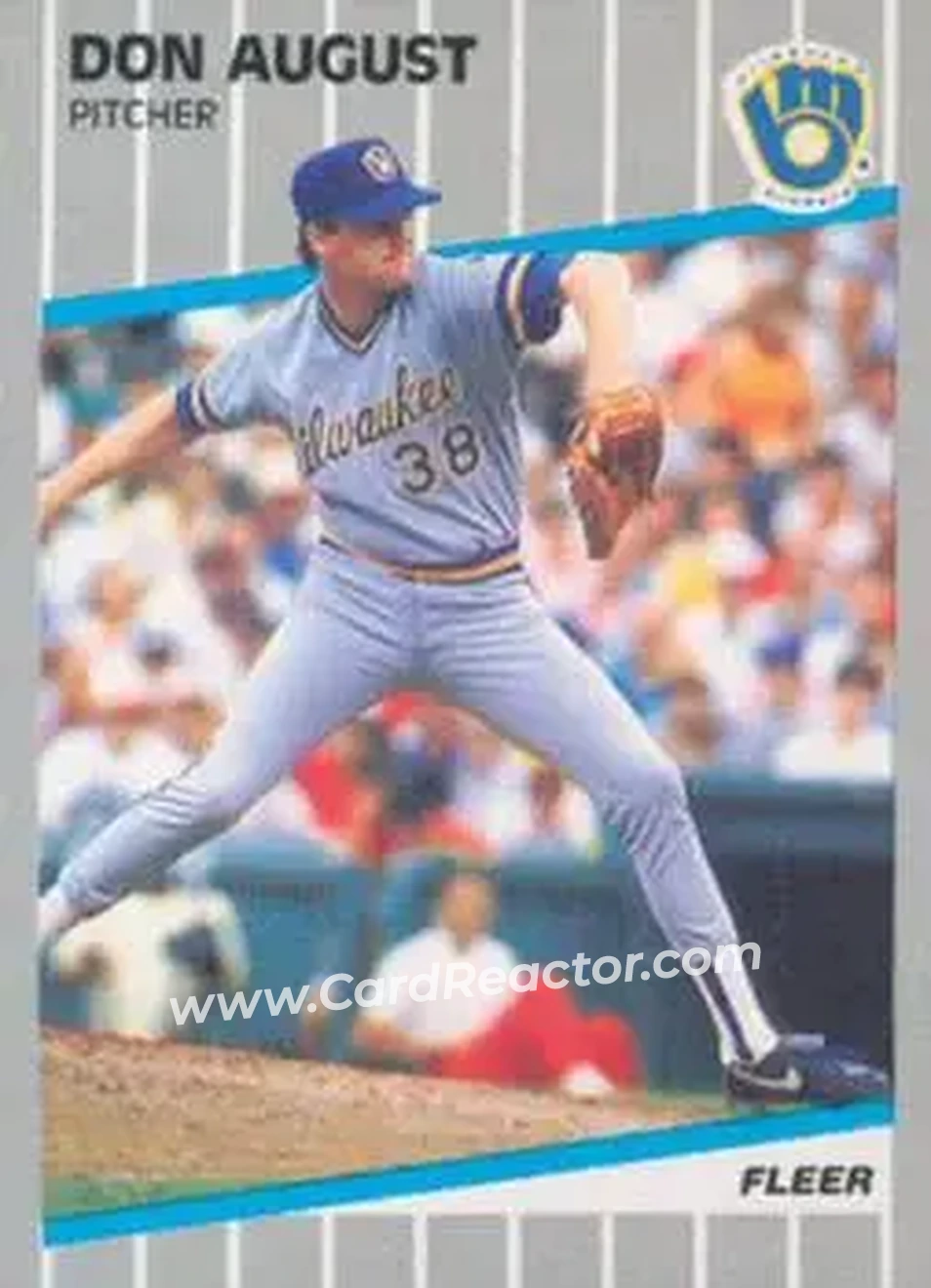 1989 Fleer #177 - Don August - Milwaukee Brewers - Front 1989 Fleer #177 - Don August - Milwaukee Brewers - Front