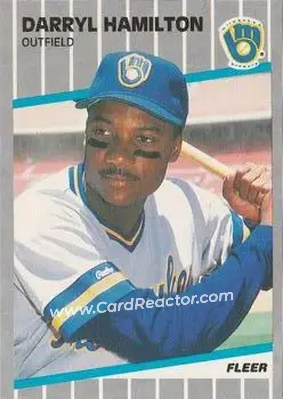 1989 Fleer #187 - Darryl Hamilton - Milwaukee Brewers - Front 1989 Fleer #187 - Darryl Hamilton - Milwaukee Brewers - Front