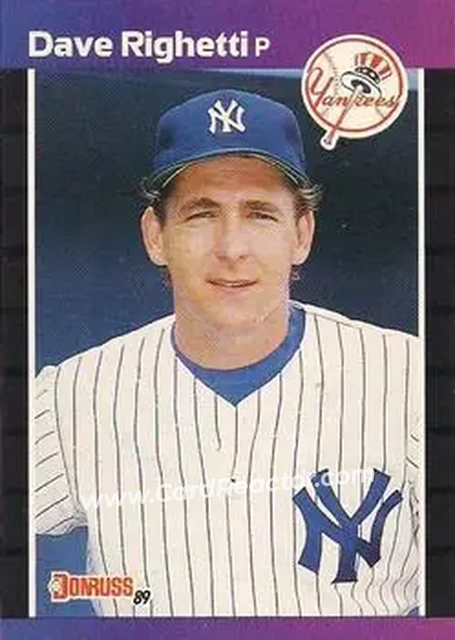 1989 Donruss #78 - Dave Righetti - New York Yankees - Front