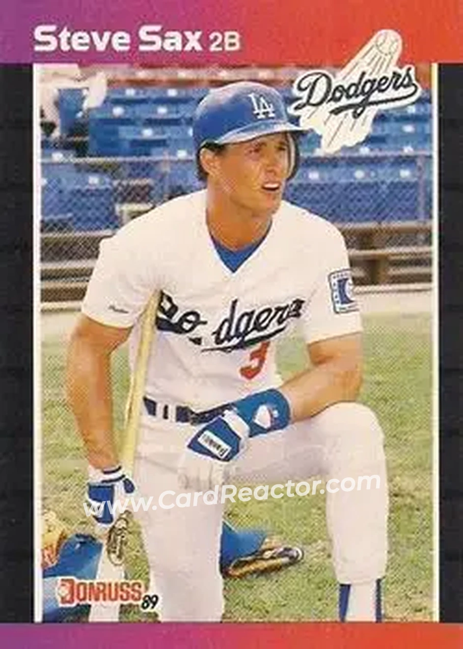 1989 Donruss #84 - Steve Sax - Los Angeles Dodgers - Front 1989 Donruss #84 - Steve Sax - Los Angeles Dodgers - Front