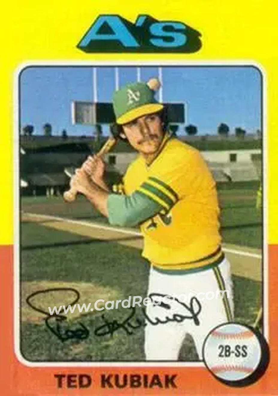 1975 Topps #329 - Ted Kubiak - Oakland Athletics - Front