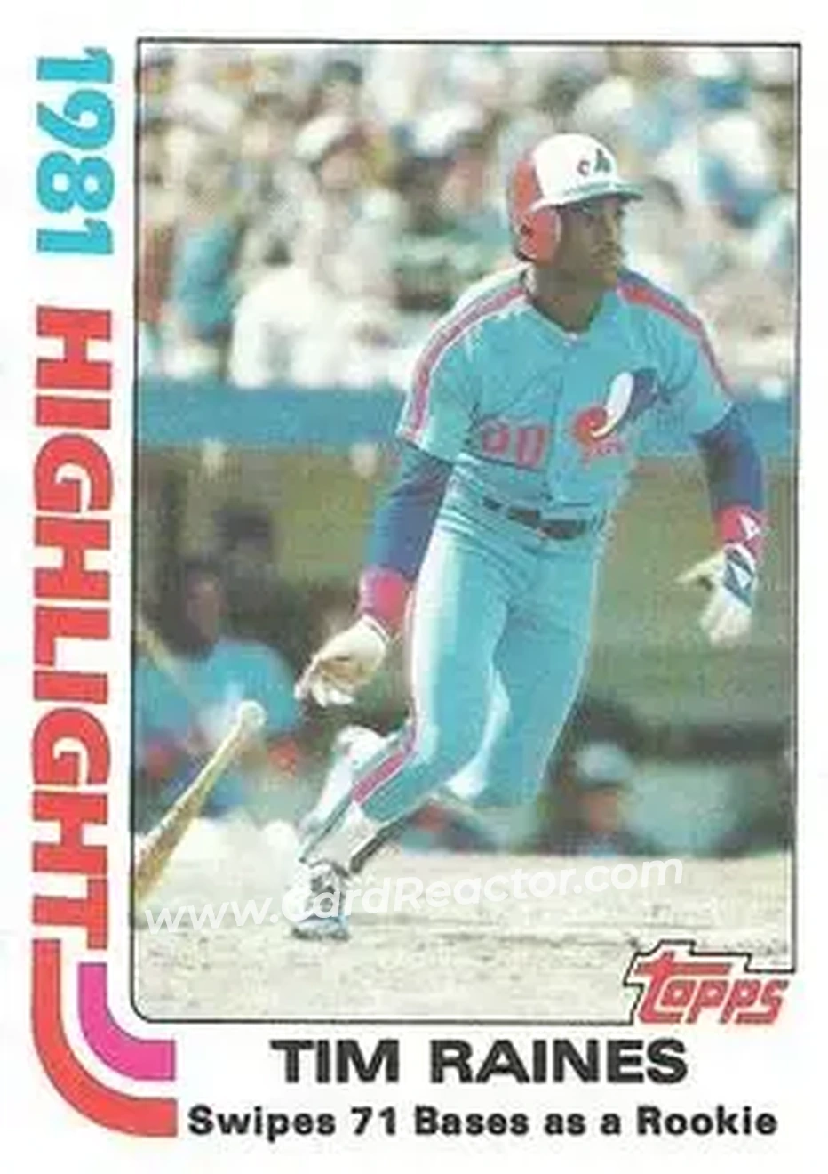 1982 Topps #3 - Tim Raines - Montreal Expos - Front