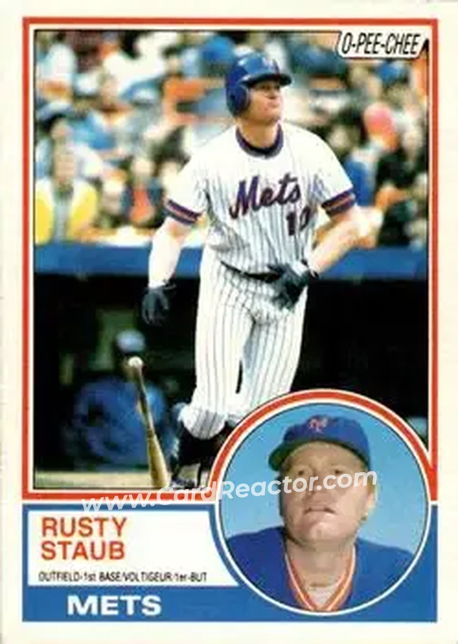 1983 O-Pee-Chee #1 - Rusty Staub - New York Mets - Front 1983 O-Pee-Chee #1 - Rusty Staub - New York Mets - Front