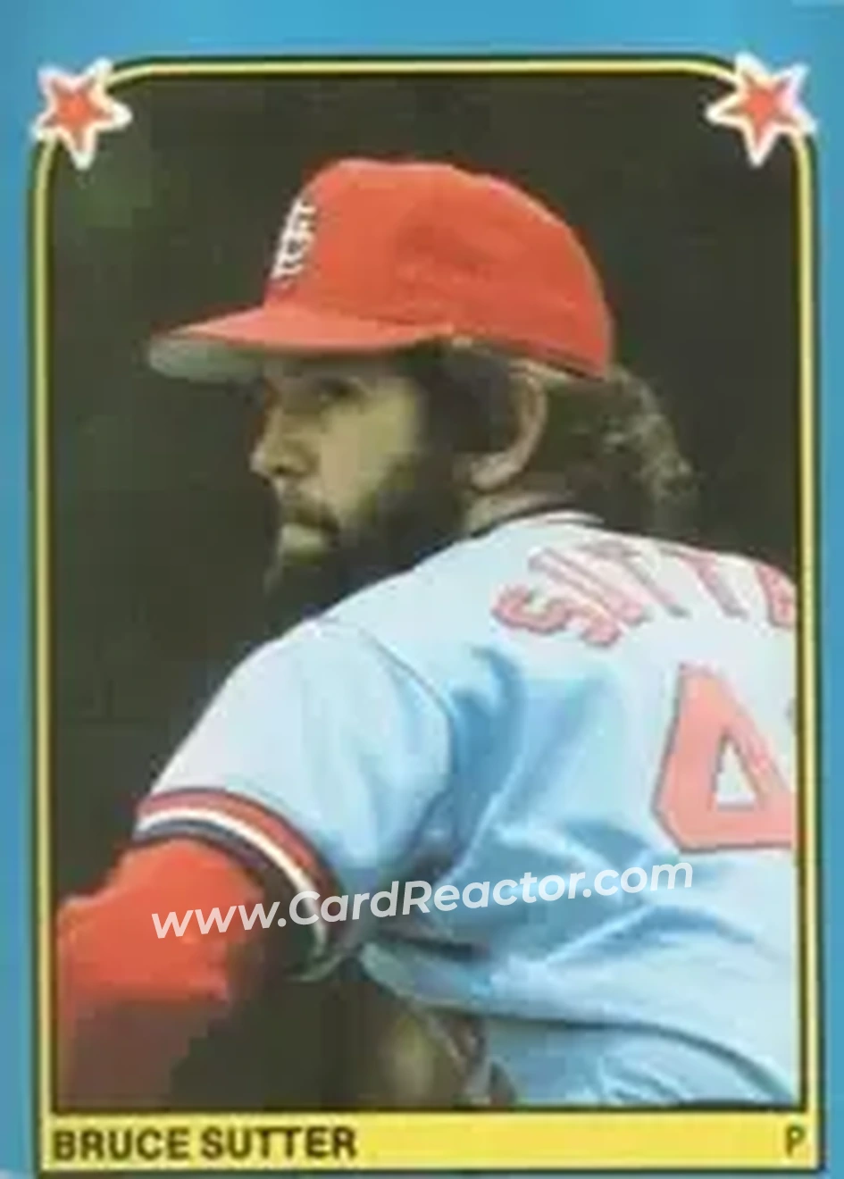 1983 Fleer Star Stickers #1 - Bruce Sutter - St. Louis Cardinals - Front