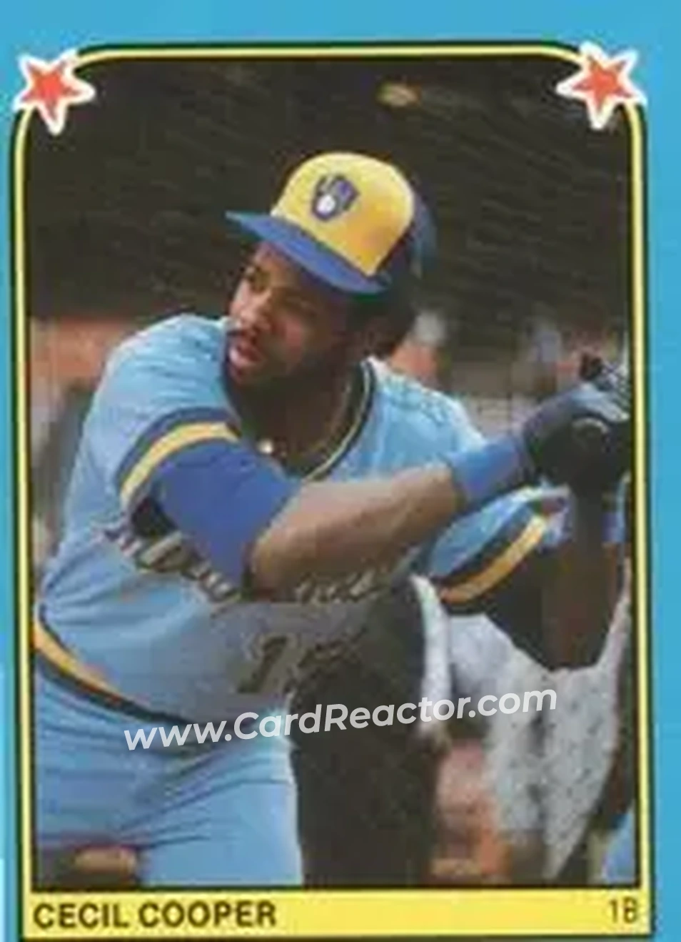 1983 Fleer Star Stickers #23 - Cecil Cooper - Milwaukee Brewers - Front