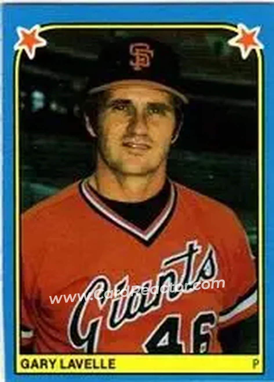 1983 Fleer Star Stickers #52 - Gary Lavelle - San Francisco Giants - Front 1983 Fleer Star Stickers #52 - Gary Lavelle - San Francisco Giants - Front