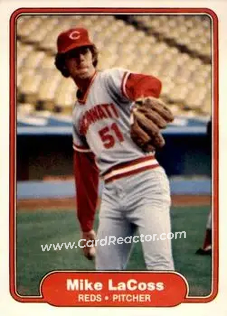 1982 Fleer #72 - Mike LaCoss - Cincinnati Reds - Front 1982 Fleer #72 - Mike LaCoss - Cincinnati Reds - Front