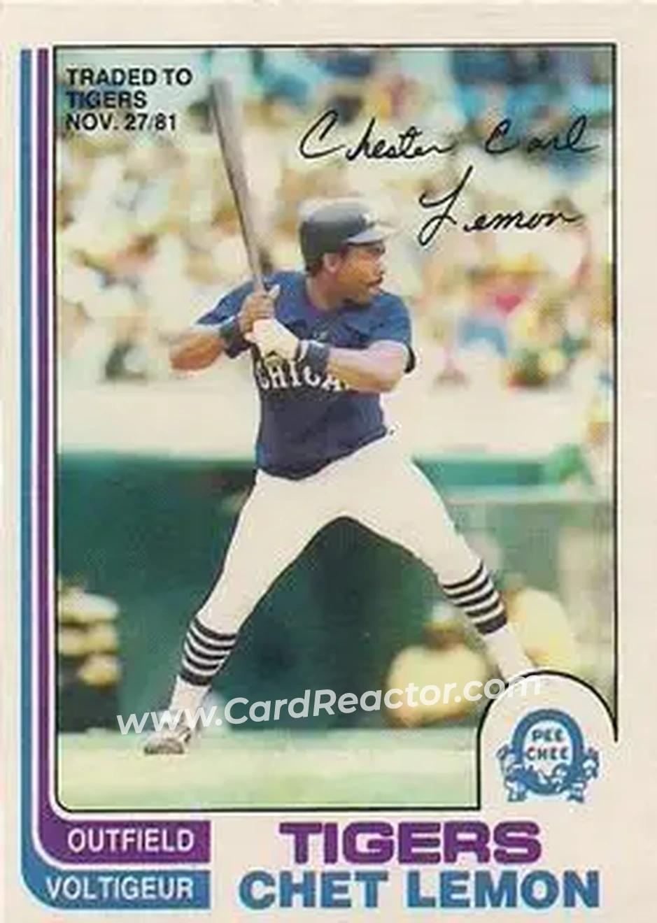 1982 O-Pee-Chee #13 - Chet Lemon - Detroit Tigers - Front 1982 O-Pee-Chee #13 - Chet Lemon - Detroit Tigers - Front