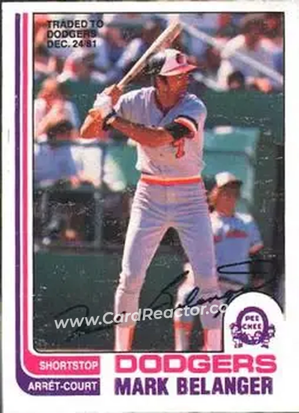 1982 O-Pee-Chee #42 - Mark Belanger - Los Angeles Dodgers - Front