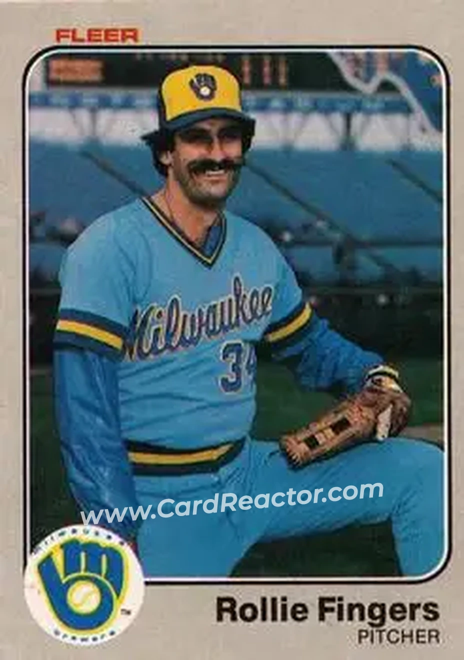 1983 Fleer #33 - Rollie Fingers - Milwaukee Brewers - Front