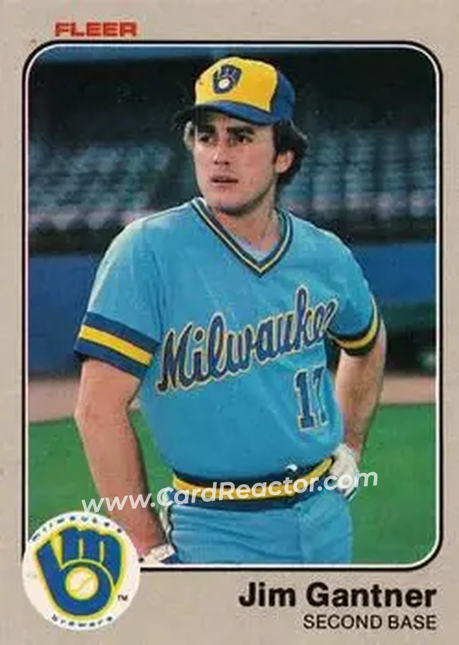 1983 Fleer #34 - Jim Gantner - Milwaukee Brewers - Front