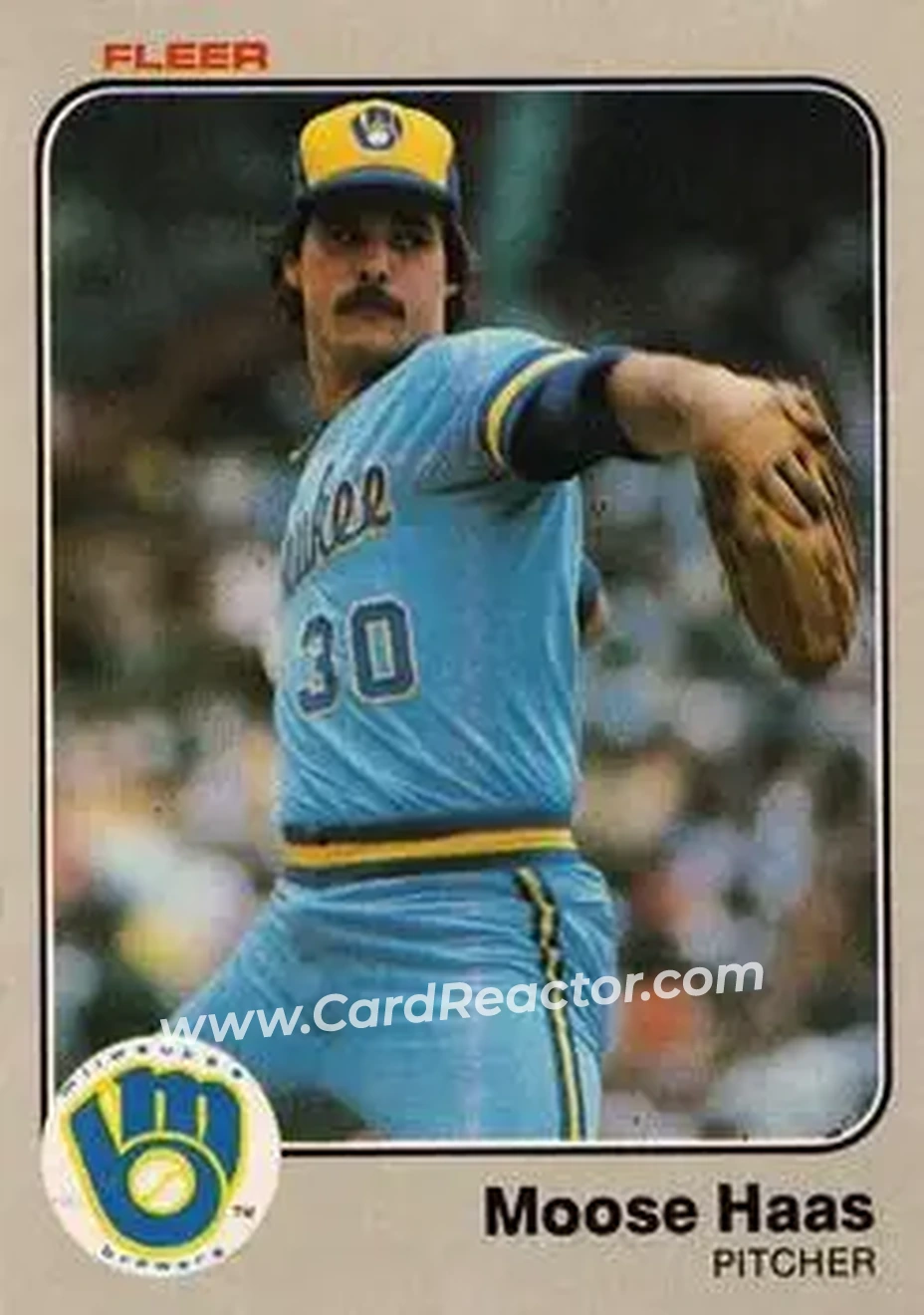 1983 Fleer #35 - Moose Haas - Milwaukee Brewers - Front 1983 Fleer #35 - Moose Haas - Milwaukee Brewers - Front