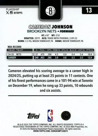 Cameron Johnson 背面