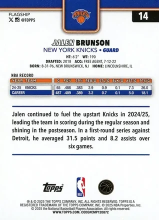 Jalen Brunson 뒷면