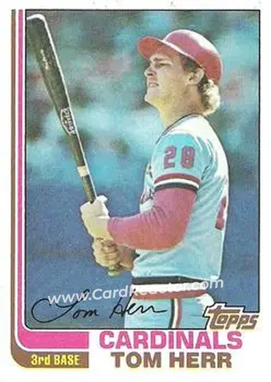 1982 Topps #27 - Tom Herr - St. Louis Cardinals - Front