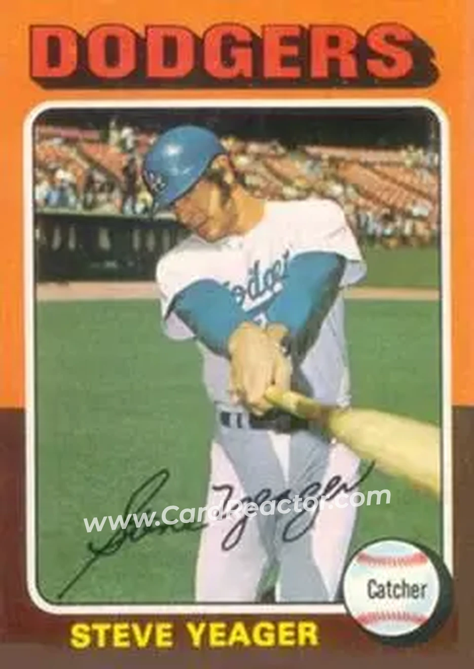 1975 Topps #376 - Steve Yeager - Los Angeles Dodgers - Front 1975 Topps #376 - Steve Yeager - Los Angeles Dodgers - Front