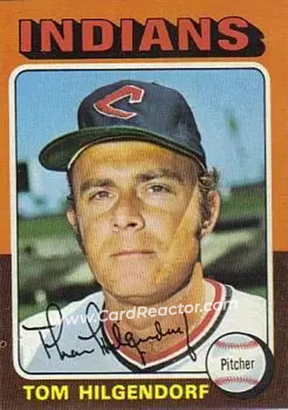 1975 Topps #377 - Tom Hilgendorf - Cleveland Indians - Front