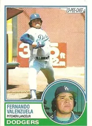1983 O-Pee-Chee #40 - Fernando Valenzuela - Los Angeles Dodgers