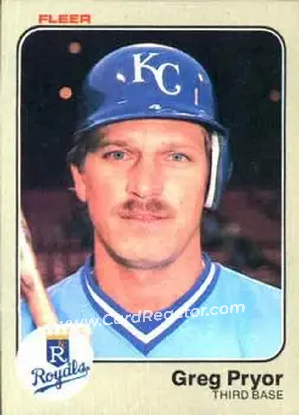 1983 Fleer #121 - Greg Pryor - Kansas City Royals - Front