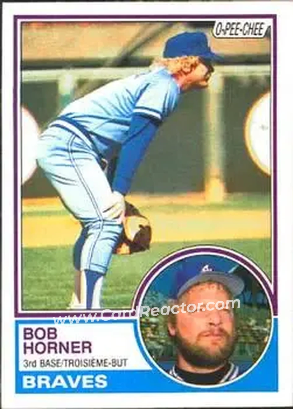 1983 O-Pee-Chee #50 - Bob Horner - Atlanta Braves - Front