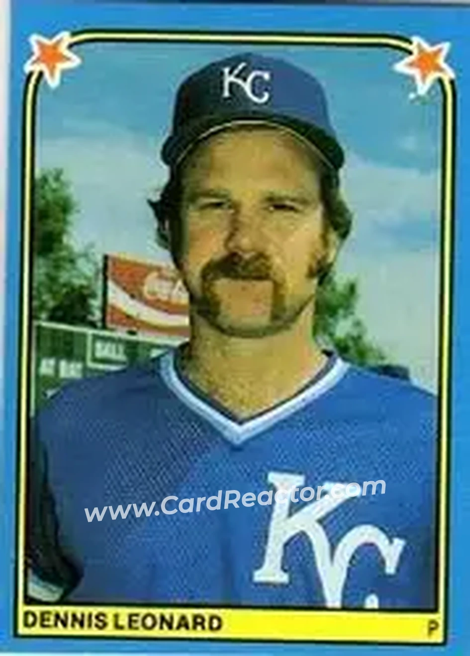 1983 Fleer Star Stickers #95 - Dennis Leonard - Kansas City Royals - Front