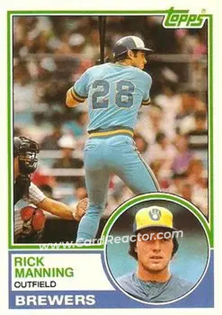 1983 Topps Traded #65T - Rick Manning - Milwaukee Brewers - Front 1983 Topps Traded #65T - Rick Manning - Milwaukee Brewers - Front