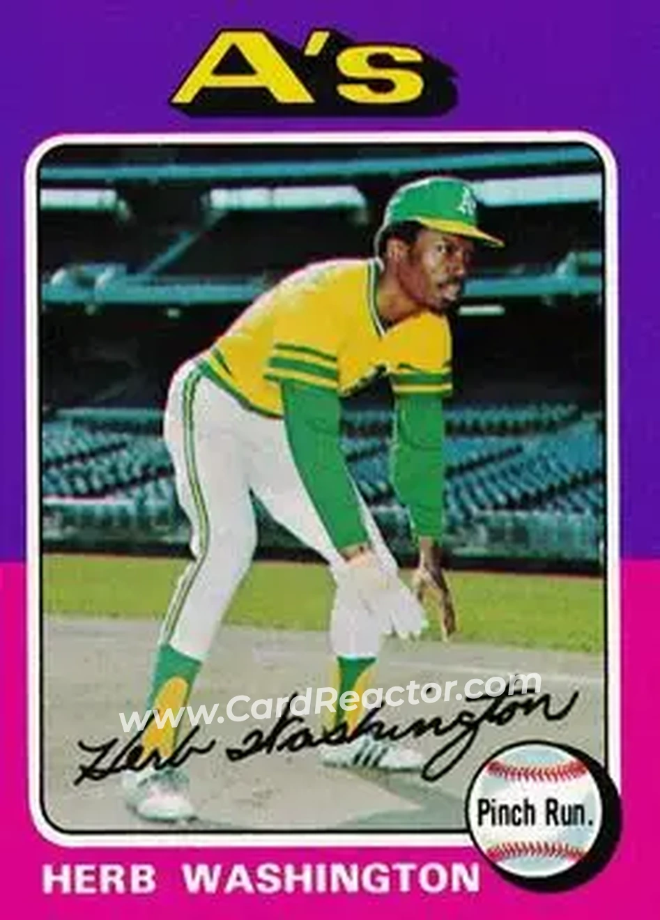 1975 Topps #407 - Herb Washington - Oakland Athletics - Front