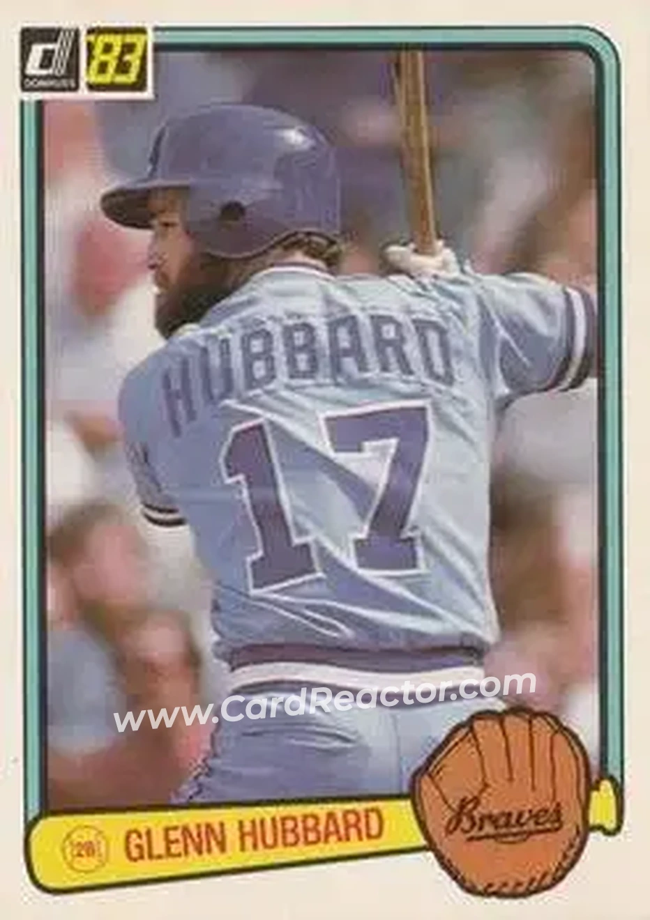 1983 Donruss #184 - Glenn Hubbard - Atlanta Braves - Front 1983 Donruss #184 - Glenn Hubbard - Atlanta Braves - Front