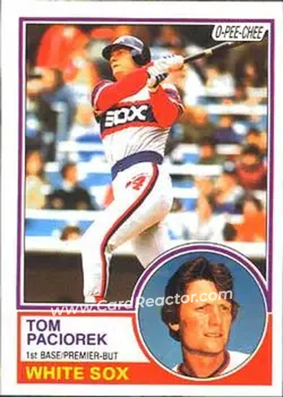 1983 O-Pee-Chee #72 - Tom Paciorek - Chicago White Sox - Front